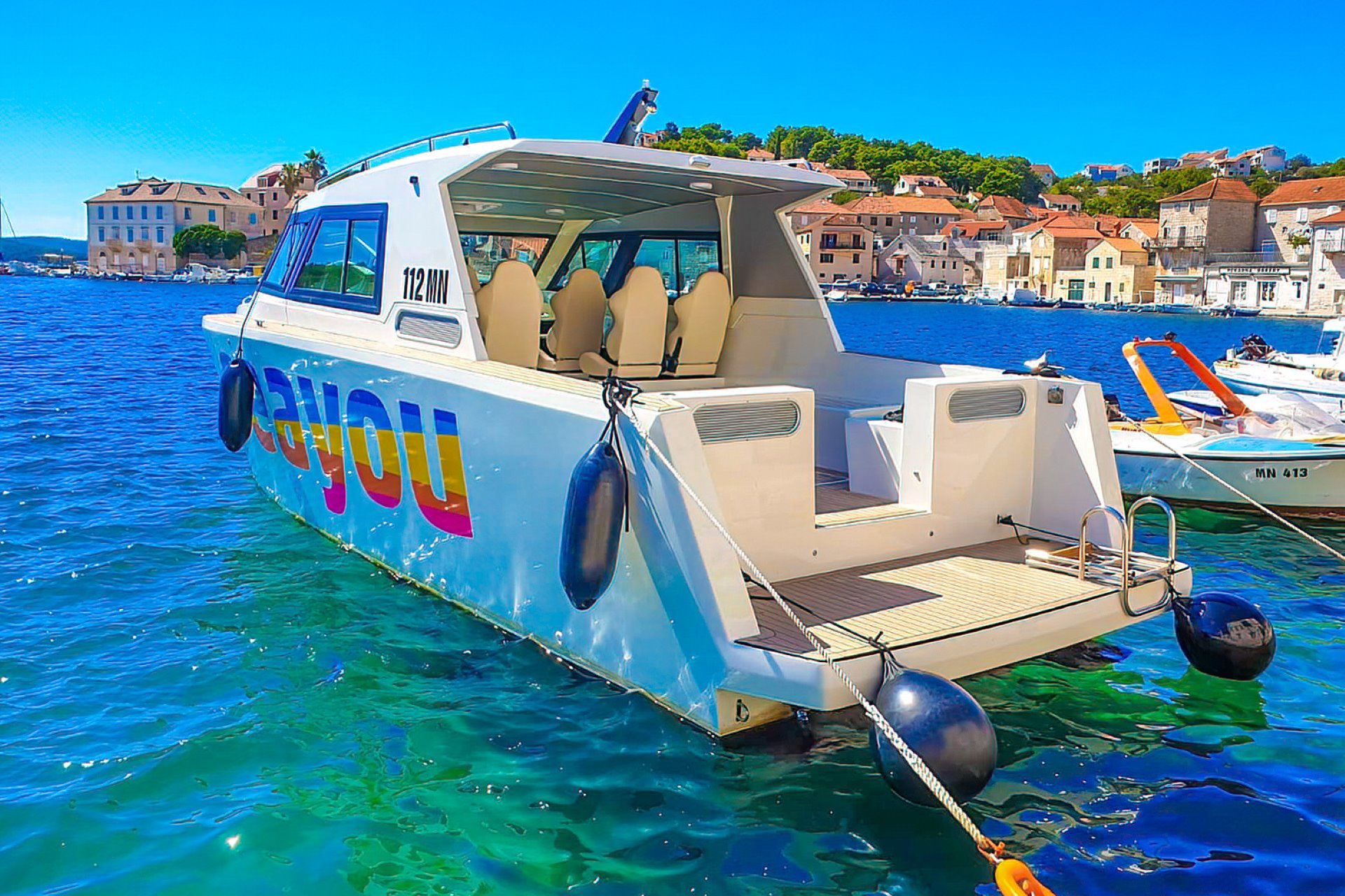 Inside area of luxury boat