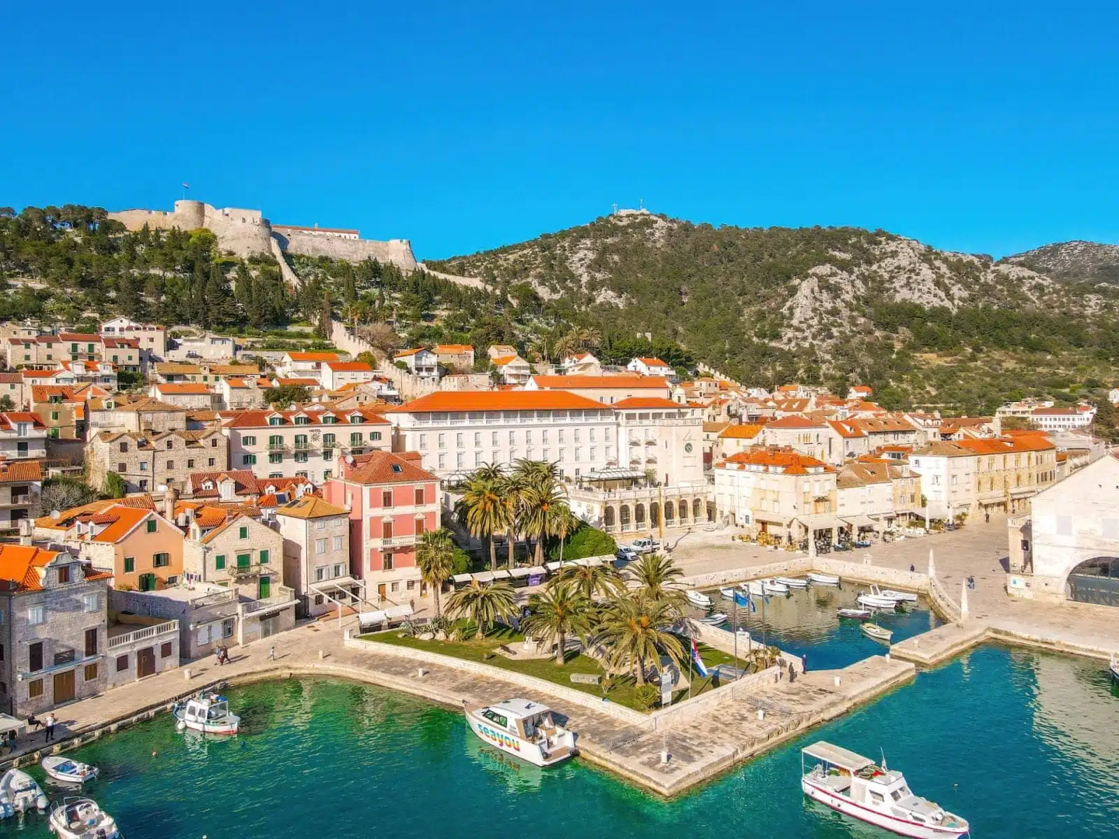 View of Hvar town and the fortress of Hvar