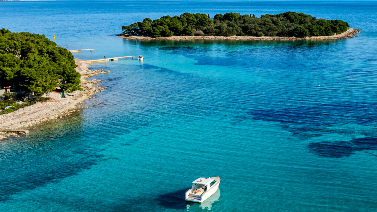 Islands and islets at the Blue Lagoon near Trogir, Croatia